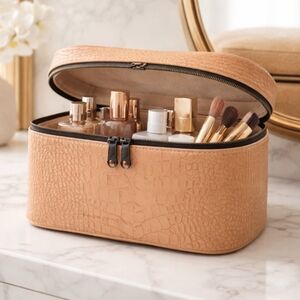 French Connection Arla Crocodile Train Case Latte By French Connection NWT